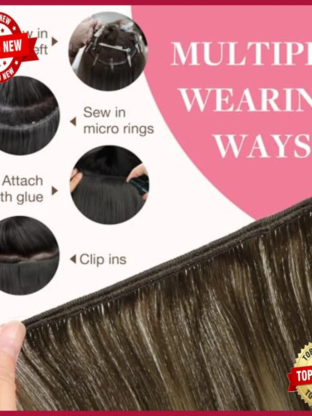 24 Inch Straight Human Hair Extensions, 120g Weft Bundles, Sew In Remy Hair